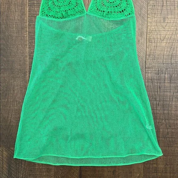 NWOT Free People Beach Madagascar Faux Crochet Coverup in Green Large - Picture 6 of 10